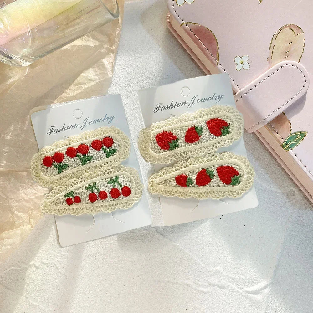 Cherry Knitting Hair Clips