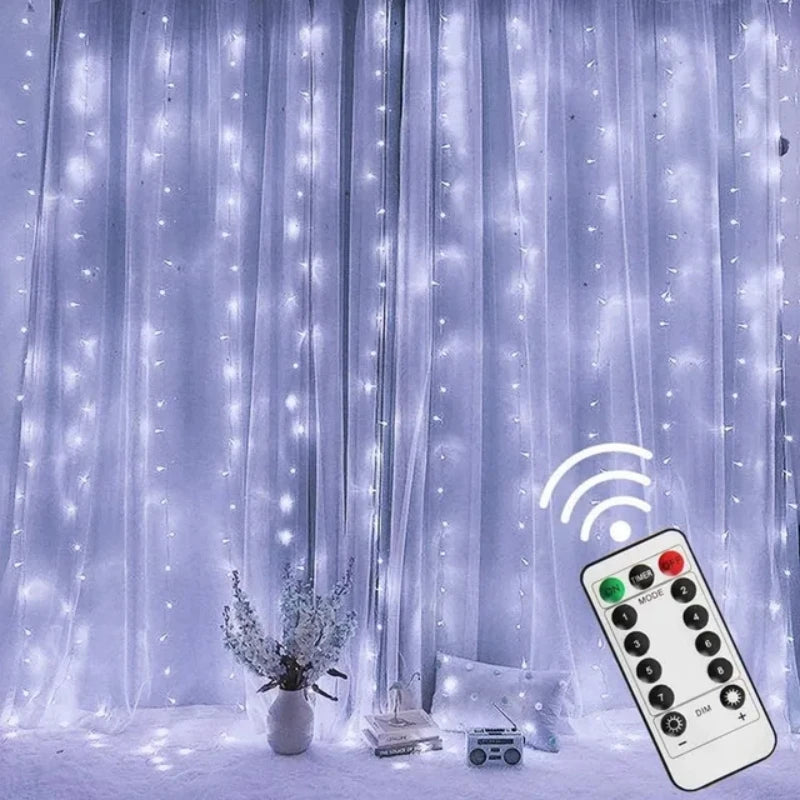 3x3m Curtain Garland on The Window USB Power Fairy Lights Festoon with Remote New Year Garland Led Lights Christmas Decor