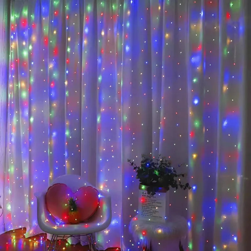 3x3m Curtain Garland on The Window USB Power Fairy Lights Festoon with Remote New Year Garland Led Lights Christmas Decor