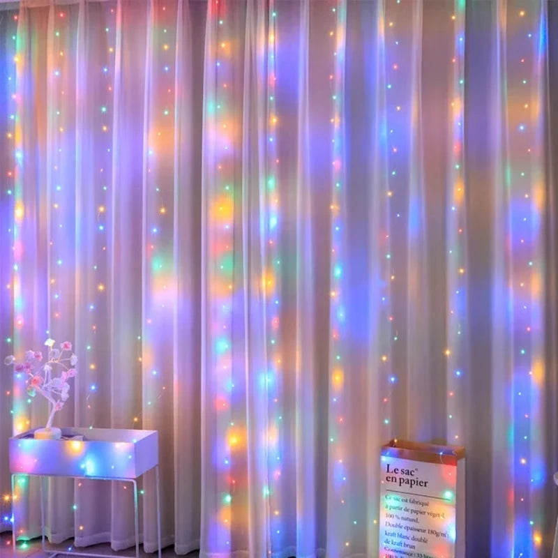 3x3m Curtain Garland on The Window USB Power Fairy Lights Festoon with Remote New Year Garland Led Lights Christmas Decor