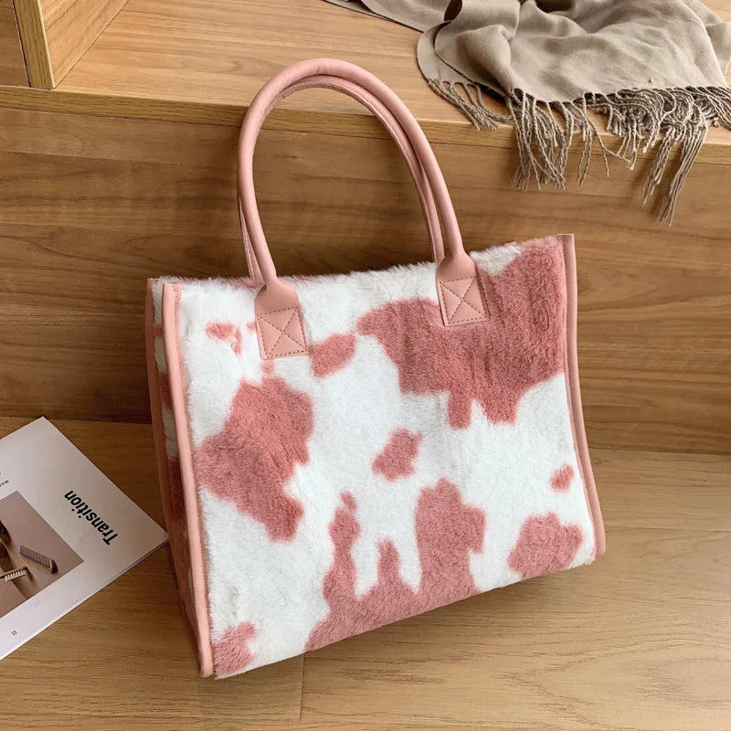 Weiche Plüschtasche für Damen mit Tiermuster