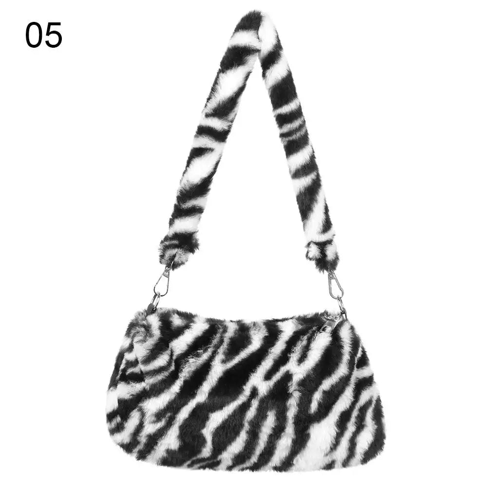 Shoulder Bag Soft Plush Animal Print