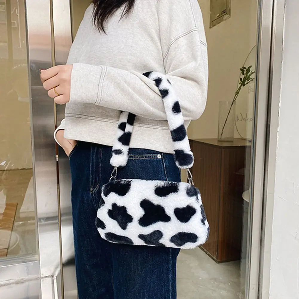 Shoulder Bag Soft Plush Animal Print