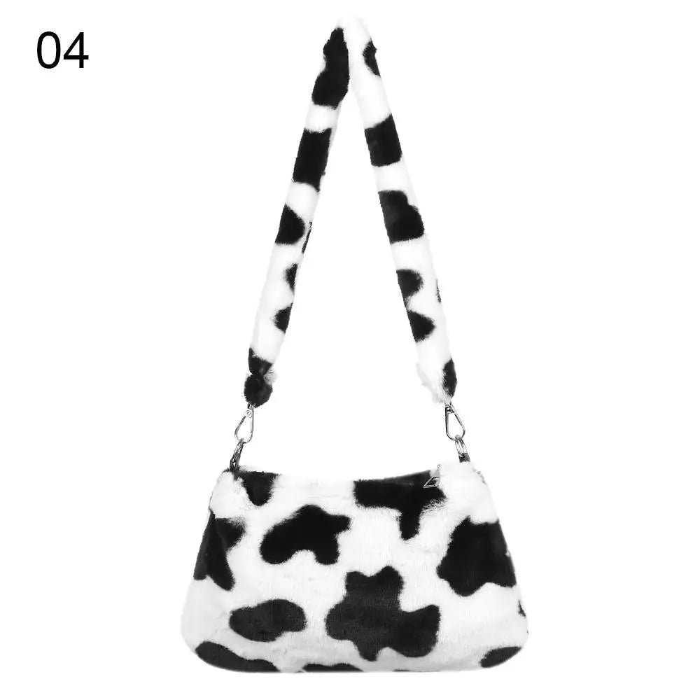 Shoulder Bag Soft Plush Animal Print
