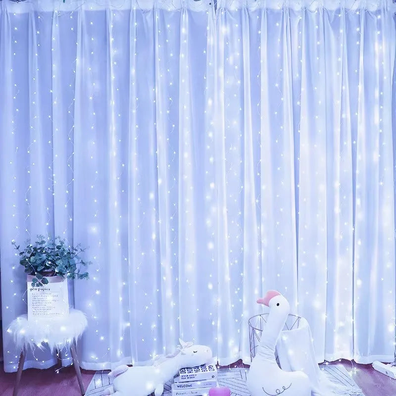 3x3m Curtain Garland on The Window USB Power Fairy Lights Festoon with Remote New Year Garland Led Lights Christmas Decor