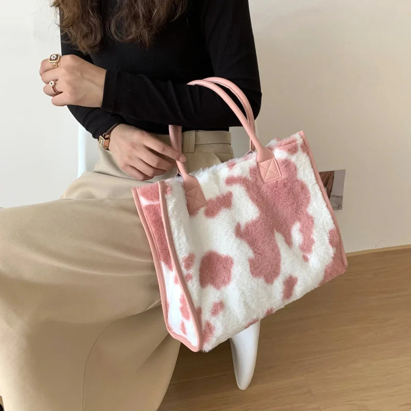 Weiche Plüschtasche für Damen mit Tiermuster