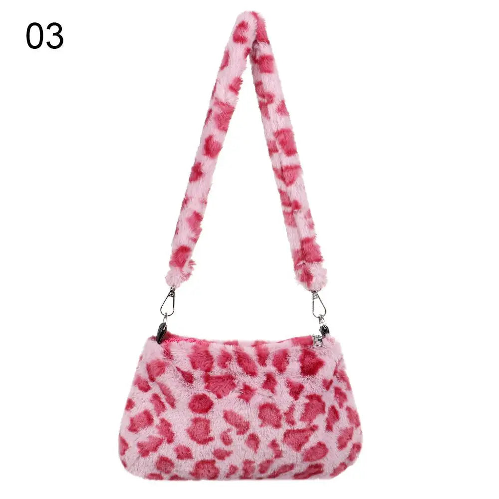 Shoulder Bag Soft Plush Animal Print
