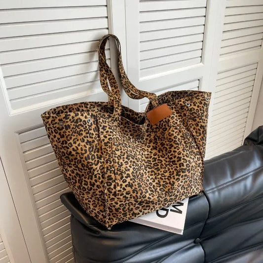 Oversized Leopard Print Shoulder Bag