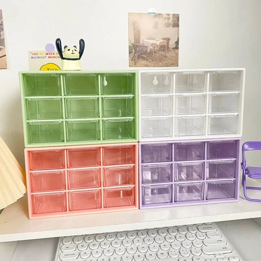 9 Grid Storage Boxes Organizer Transparent