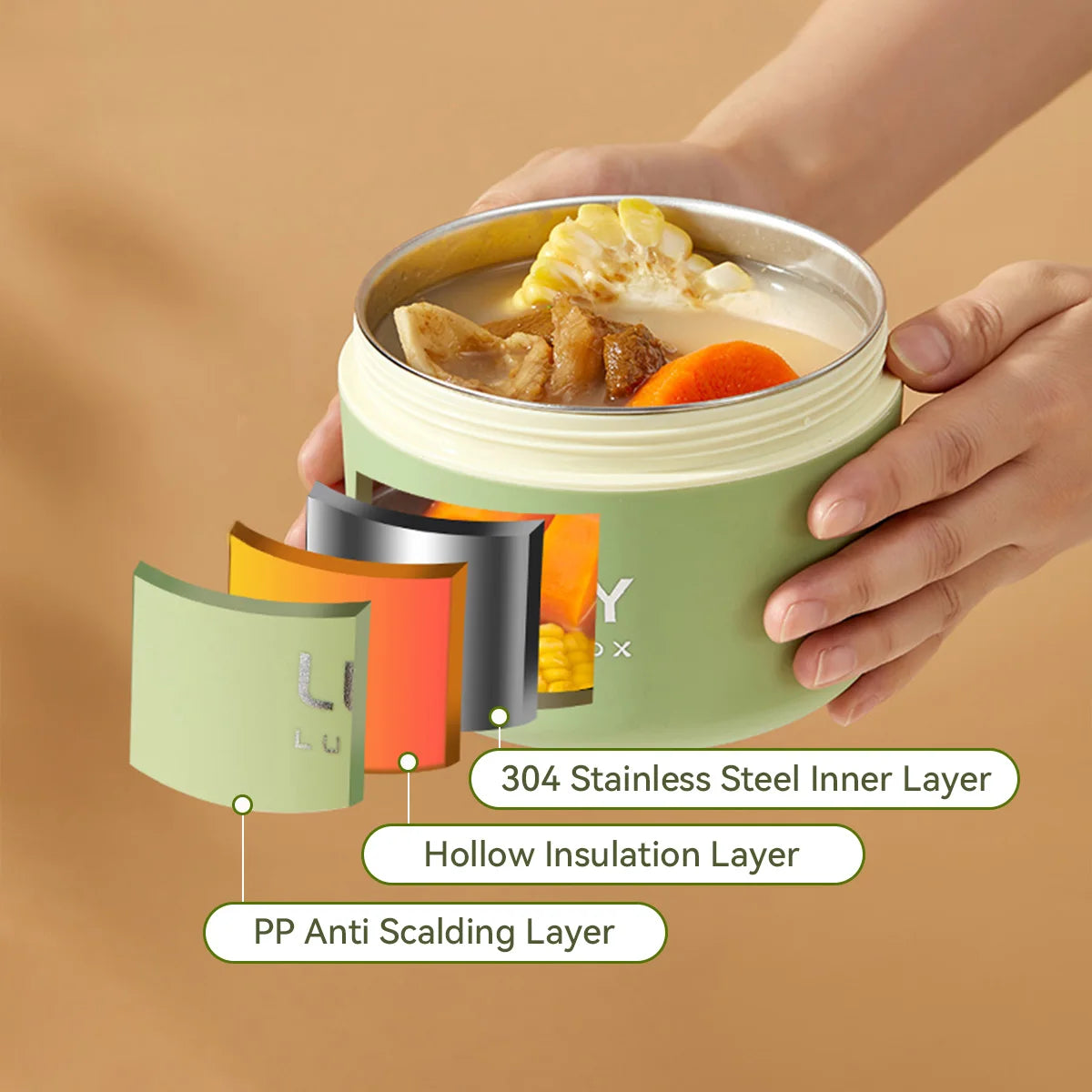 Thermo-Lunchbox mit Besteck