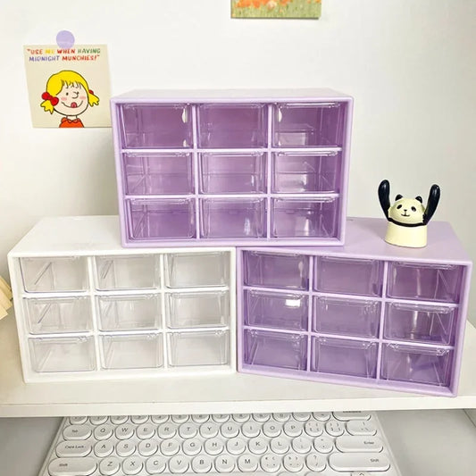 9 Grid Storage Boxes Organizer Transparent