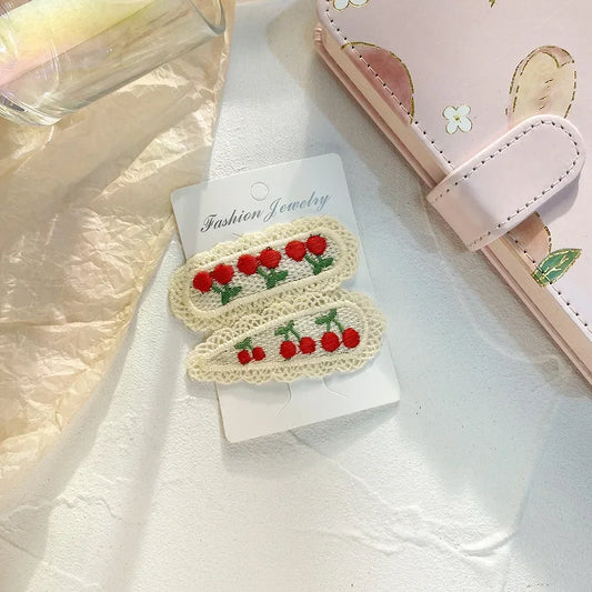 Cherry Knitting Hair Clips