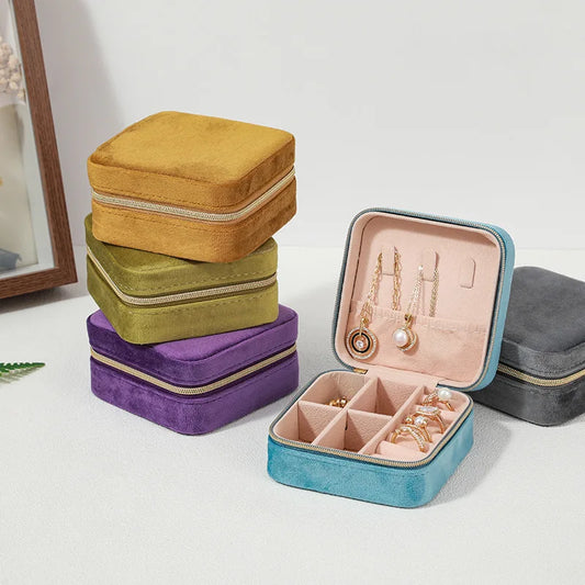 Velvet Jewelry Box with Zipper