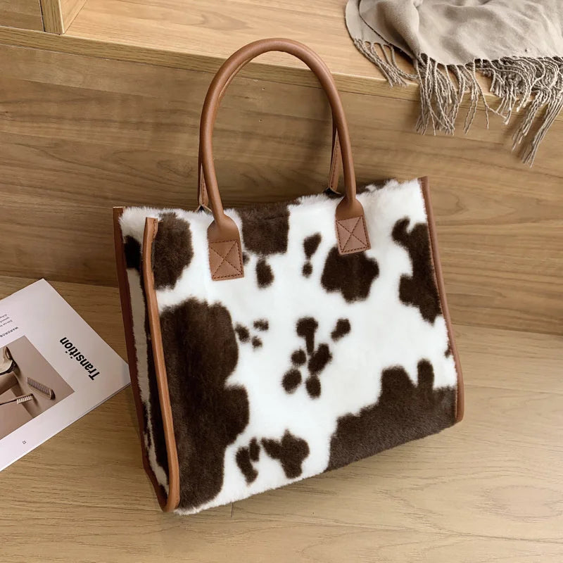 Weiche Plüschtasche für Damen mit Tiermuster