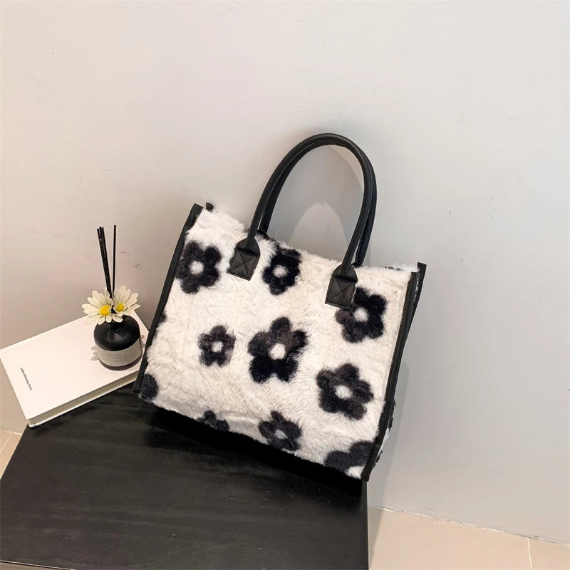 Weiche Plüschtasche für Damen mit Tiermuster