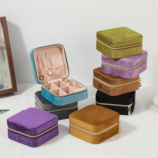 Velvet Jewelry Box with Zipper