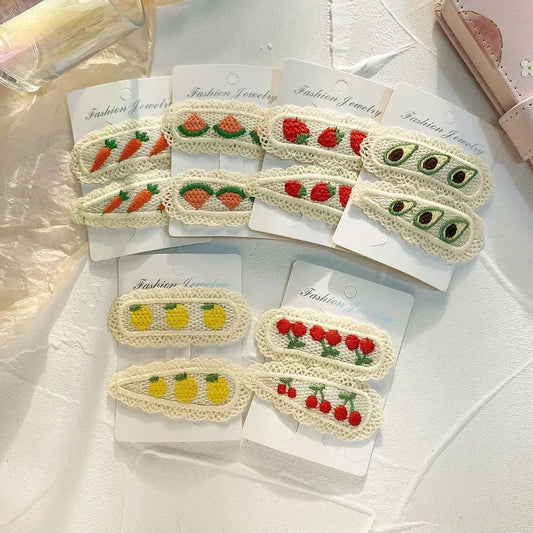 Cherry Knitting Hair Clips